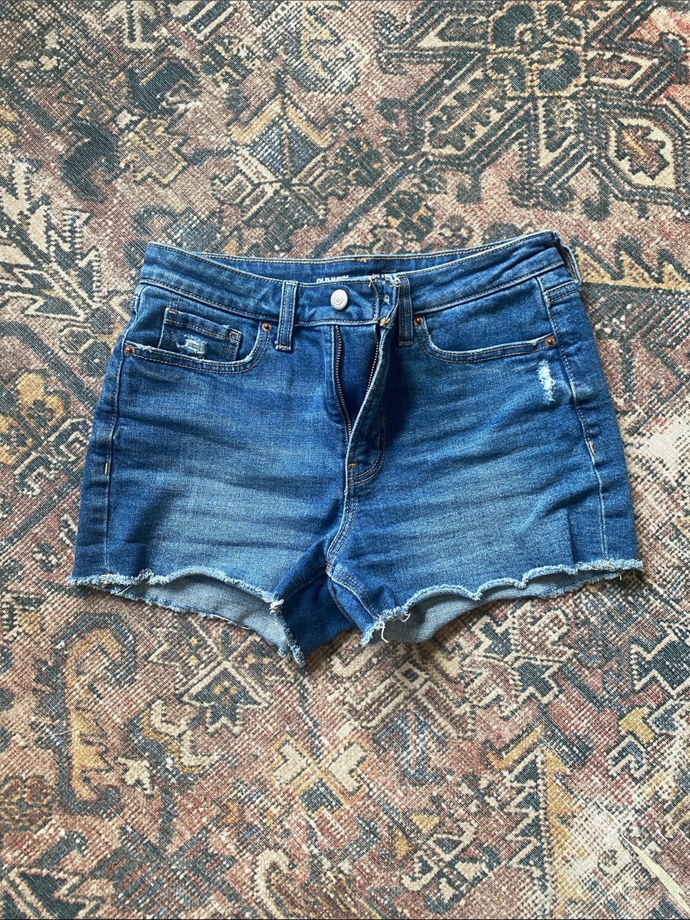 Old Navy High-Waist Raw-Hem Denim Shorts - Blue